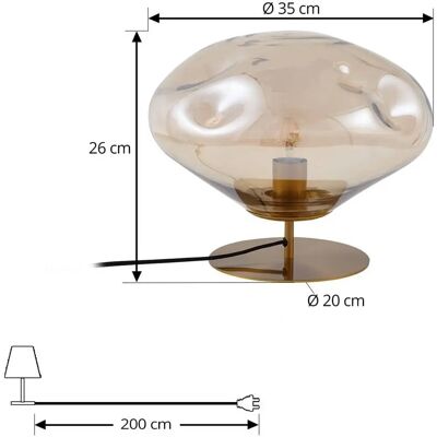 Lindby Tischlampe Lelia - Bernstein, Glas, Metall Lindby Tischlampe Lelia - Bernstein, Glas, Metall
