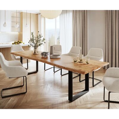 DELIFE Eettafel Edge 300x100 - Akazie Natur - Schwarz - Esstisch DELIFE Eettafel Edge 300x100 - Akazie Natur - Schwarz - Esstisch