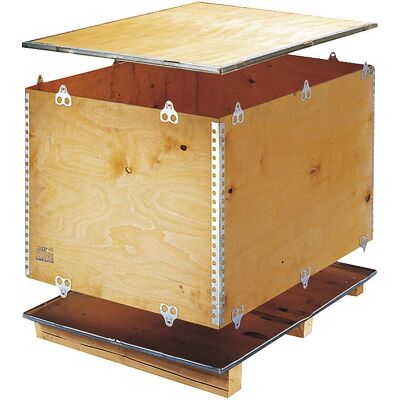 Kaiserkraft Holzfaltkiste mit Kufen - 1200x800x616 mm - mit Deckel Kaiserkraft Holzfaltkiste mit Kufen - 1200x800x616 mm - mit Deckel