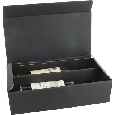 kaiserkraft Schwarze Flaschen-Geschenkkarton für 2 - Geschenkbox kaiserkraft Schwarze Flaschen-Geschenkkarton für 2 - Geschenkbox