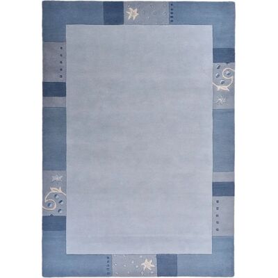 Theko Royal Ganges Wool Rug - Blue - 120cm x 180cm - 13mm - Living Room & Bedroom Theko Royal Ganges Wool Rug - Blue - 120cm x 180cm - 13mm - Living Room & Bedroom