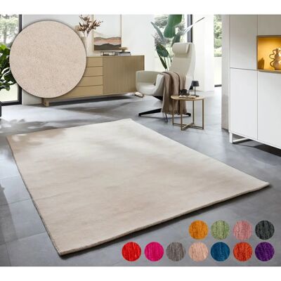 THEKO Handgewebter Wollteppich Phalguna - 190x250cm, Beige, 13mm - Teppich THEKO Handgewebter Wollteppich Phalguna - 190x250cm, Beige, 13mm - Teppich
