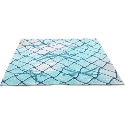 SANSIBAR Türkis Flachgewebe Teppich - Modernes Fischernetz-Design - 190x280cm SANSIBAR Türkis Flachgewebe Teppich - Modernes Fischernetz-Design - 190x280cm