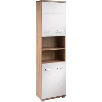 BYLIVING Nebraska Bad-Hochschrank - Sonoma Eiche / Hochglanz weiß BYLIVING Nebraska Bad-Hochschrank - Sonoma Eiche / Hochglanz weiß