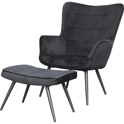 byLIVING Uta Samt Sessel mit Hocker - Sessel byLIVING Uta Samt Sessel mit Hocker - Sessel