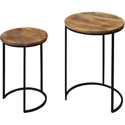 byLIVING Jaron Beistelltisch - Rund, Massiv Mangoholz, Stapelbar byLIVING Jaron Beistelltisch - Rund, Massiv Mangoholz, Stapelbar