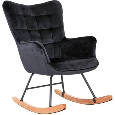 ByLiving Buchen Schaukelstuhl - Samt, Holzfuß, Steppung - Armchair ByLiving Buchen Schaukelstuhl - Samt, Holzfuß, Steppung - Armchair