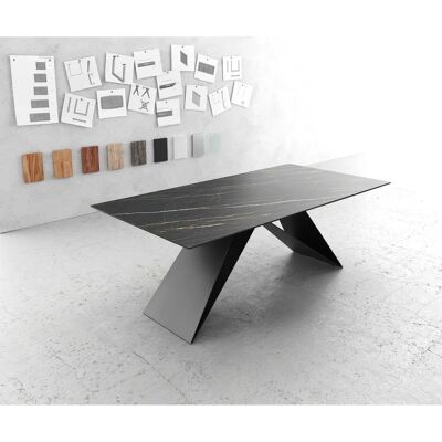 DELIFE Edge Esstisch 200x100cm Keramik V-Mittelfuß DELIFE Edge Esstisch 200x100cm Keramik V-Mittelfuß