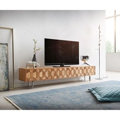DELIFE Lowboard Fevo 200 cm Acacia Natur 4 Türen L-Fuß - TV Cabinet DELIFE Lowboard Fevo 200 cm Acacia Natur 4 Türen L-Fuß - TV Cabinet