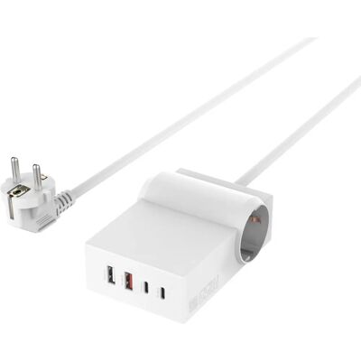 4smarts Strømskinne - 2 stikkontakter, 2 USB-C 65W, 2 USB 24W, Hvit 4smarts Strømskinne - 2 stikkontakter, 2 USB-C 65W, 2 USB 24W, Hvit