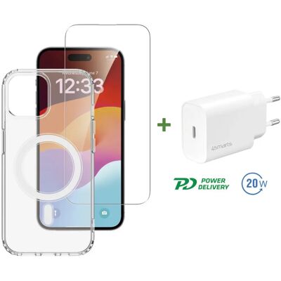4smarts iPhone 15 Plus MagSafe Starter Set - Case, Screen & 20W Charger 4smarts iPhone 15 Plus MagSafe Starter Set - Case, Screen & 20W Charger