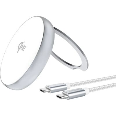 Apple MagSafe-kompatibel Qi2 trådløs opladerholder - Sølv Apple MagSafe-kompatibel Qi2 trådløs opladerholder - Sølv
