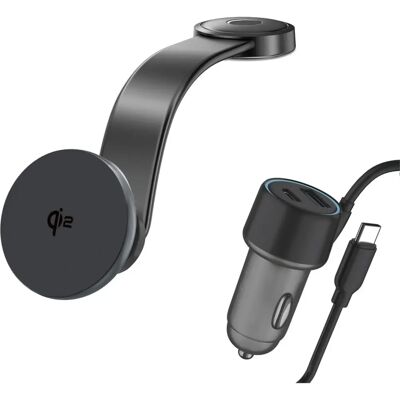 4smarts Qi2 Magnetisk Bilholder & Trådløs Oplader - Grå 4smarts Qi2 Magnetisk Bilholder & Trådløs Oplader - Grå