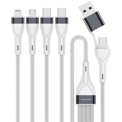 4smarts USB-kabel 0,25 m - Flere enheder opladning - Sølv, Hvid - USB-C/Lightning 4smarts USB-kabel 0,25 m - Flere enheder opladning - Sølv, Hvid - USB-C/Lightning