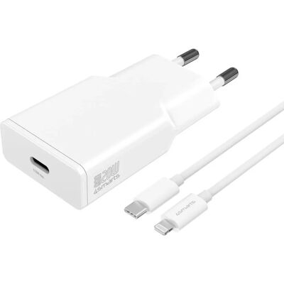 GaN Oplader til iPhone 14 - 20W - 1.5m - Hvid - Oplader GaN Oplader til iPhone 14 - 20W - 1.5m - Hvid - Oplader