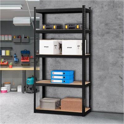 Estantería resistente Arebos de 2 unidades - 180x90x30cm - Negro Estantería resistente Arebos de 2 unidades - 180x90x30cm - Negro