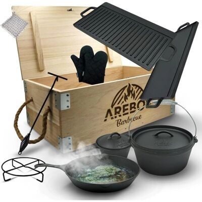 Arebos Cast Iron Dutch Oven BBQ Set - Outdoor Cooking Accessories Arebos Cast Iron Dutch Oven BBQ Set - Outdoor Cooking Accessories