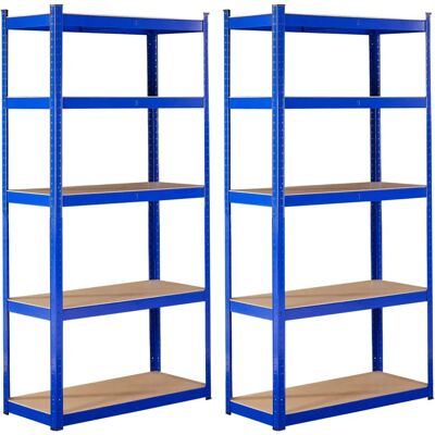 Conjunto de Estanterías Pesadas AREBOS - 180x90x40cm - Azul Conjunto de Estanterías Pesadas AREBOS - 180x90x40cm - Azul