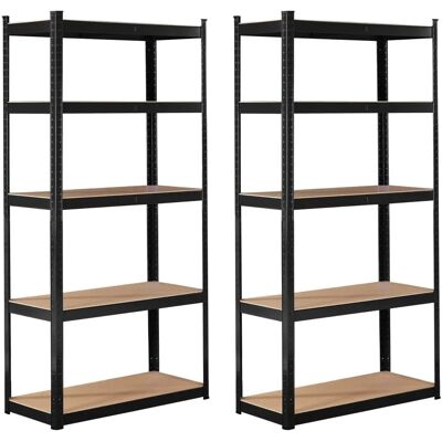 Conjunto de Estanterías Pesadas AREBOS - 180x90x40cm - Negro Conjunto de Estanterías Pesadas AREBOS - 180x90x40cm - Negro