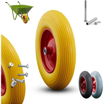 AREBOS Yellow/Red 390mm Solid Rubber Wheelbarrow Spare Tire - Wheelbarrow Accessory AREBOS Yellow/Red 390mm Solid Rubber Wheelbarrow Spare Tire - Wheelbarrow Accessory