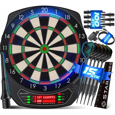 KESSER Tableau Électronique Compact de Fléchettes - 21 Jeux, 65 Variantes - Jusqu’à 8 Joueurs - Publicité KESSER Tableau Électronique Compact de Fléchettes - 21 Jeux, 65 Variantes - Jusqu’à 8 Joueurs - Publicité
