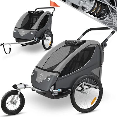 Remorque pour vélos KESSER - 2-en-1, pivotante 360°, suspension - Publicité Remorque pour vélos KESSER - 2-en-1, pivotante 360°, suspension - Publicité