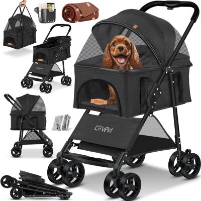 LOVPET Poussette pour chiens 2 en 1 avec fenêtres en maille et housse de pluie - Type d'animal - Publicité LOVPET Poussette pour chiens 2 en 1 avec fenêtres en maille et housse de pluie - Type d'animal - Publicité