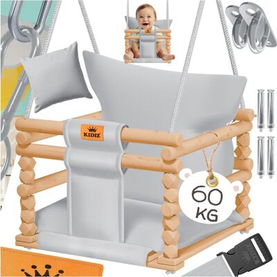 KIDIZ - Holz-Schaukel - Höhenverstellbar - Babyschaukel KIDIZ - Holz-Schaukel - Höhenverstellbar - Babyschaukel