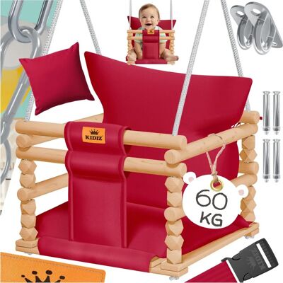 Kidiz - Holzschaukel für Babys - Bordeaux - 60 kg - Schaukel Kidiz - Holzschaukel für Babys - Bordeaux - 60 kg - Schaukel