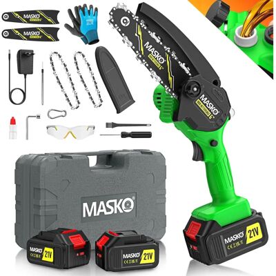 Mini motosierra Masko - 800W, 2 baterías 4000mAh - Herramientas de jardinería y poda Mini motosierra Masko - 800W, 2 baterías 4000mAh - Herramientas de jardinería y poda