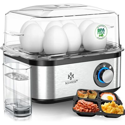 Cuociuova Kesser - Acciaio inox 500W, 1-8 uova, Mantieni caldo Cuociuova Kesser - Acciaio inox 500W, 1-8 uova, Mantieni caldo