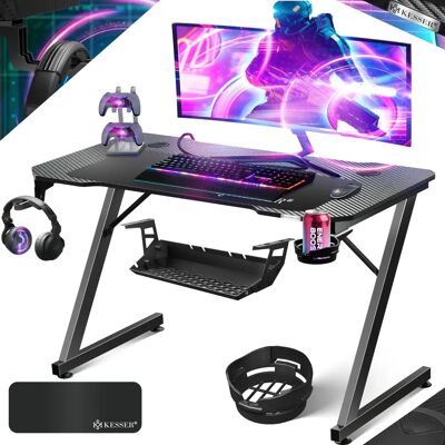 KESSER Ultimate Z-Frame Scrivania da gaming - Portacoppa - Gancio per cuffie - Scrivania da gioco KESSER Ultimate Z-Frame Scrivania da gaming - Portacoppa - Gancio per cuffie - Scrivania da gioco