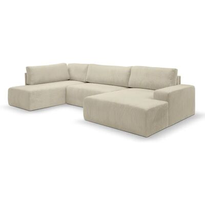 WERK2 Hugo-U U-Form Sofa - Beiger Cord, Recamiere, Schlaffunktion WERK2 Hugo-U U-Form Sofa - Beiger Cord, Recamiere, Schlaffunktion