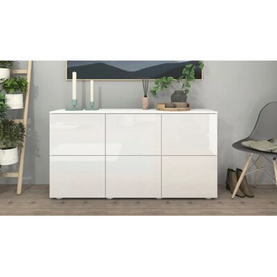 BORCHARDT MÖBEL Rova Weiß Hochglanz Sideboard 139cm BORCHARDT MÖBEL Rova Weiß Hochglanz Sideboard 139cm