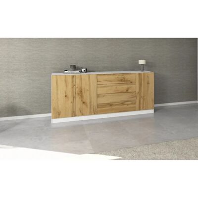 Borchardt Möbel Vaasa Sideboard – 190cm, 4 Schubladen, Weiß Matt, Eiche Wotan Borchardt Möbel Vaasa Sideboard – 190cm, 4 Schubladen, Weiß Matt, Eiche Wotan