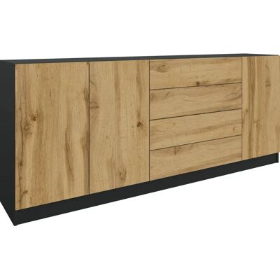 BORCHARDT MÖBEL Vaasa Sideboard - 190x79x35cm - Schwarz & Eiche BORCHARDT MÖBEL Vaasa Sideboard - 190x79x35cm - Schwarz & Eiche