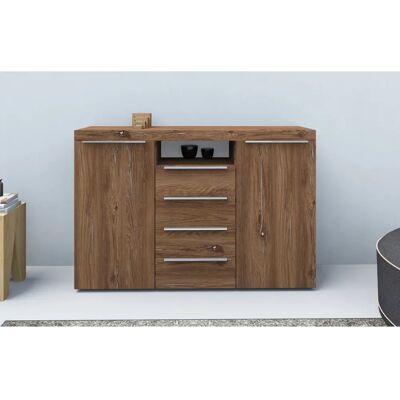 BORCHARDT MÖBEL Durban Hochschrank - Vintage Eiche - 139x93x35cm - Highboard BORCHARDT MÖBEL Durban Hochschrank - Vintage Eiche - 139x93x35cm - Highboard