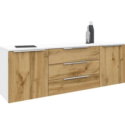 BORCHARDT MÖBEL Oliva Sideboard - 3 Türen, 2 Einlegeböden, Weiß/Wotan Eiche BORCHARDT MÖBEL Oliva Sideboard - 3 Türen, 2 Einlegeböden, Weiß/Wotan Eiche
