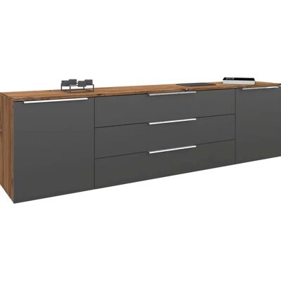 BORCHARDT MÖBEL Oliva Sideboard - vintage eiche/graphit matt - 200x53x35cm BORCHARDT MÖBEL Oliva Sideboard - vintage eiche/graphit matt - 200x53x35cm