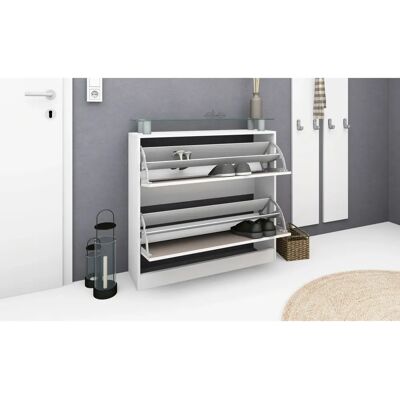 Borchardt Möbel Finn Schuhschrank Weiß Matt / Cappuccino - Schuhschrank Borchardt Möbel Finn Schuhschrank Weiß Matt / Cappuccino - Schuhschrank