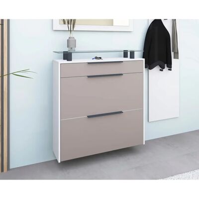 BORCHARDT MÖBEL Tom Weiß/Cappuccino Wand-Hängeschuhschrank - Schuhschrank BORCHARDT MÖBEL Tom Weiß/Cappuccino Wand-Hängeschuhschrank - Schuhschrank