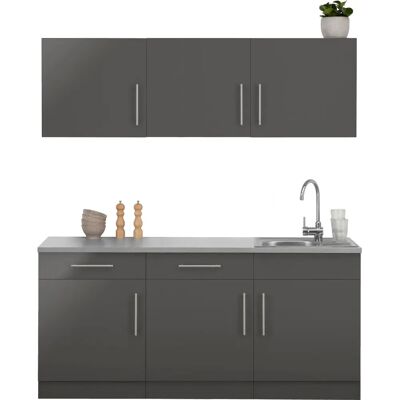 WIHO KÜCHEN Cali Komplettküche - 180cm x 60cm - Grau WIHO KÜCHEN Cali Komplettküche - 180cm x 60cm - Grau