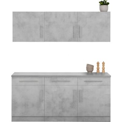 WIHO KÜCHEN Cali Komplettküchen-Set - Betonfarben, 180x60cm WIHO KÜCHEN Cali Komplettküchen-Set - Betonfarben, 180x60cm