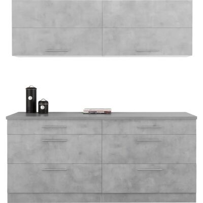 WIHO KÜCHEN Cali Komplettküche - Betonfarben, Canvas Grau - 180x60 cm WIHO KÜCHEN Cali Komplettküche - Betonfarben, Canvas Grau - 180x60 cm