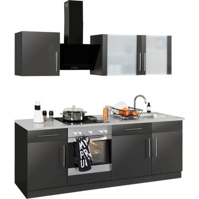 WIHO KÜCHEN Cali - Anthrazit Glanz, Canvas Grau - Küchen Set WIHO KÜCHEN Cali - Anthrazit Glanz, Canvas Grau - Küchen Set