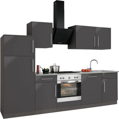 Wiho Küchen Cali Küchen-Set - Anthrazit - Komplett mit Elektrogeräten Wiho Küchen Cali Küchen-Set - Anthrazit - Komplett mit Elektrogeräten