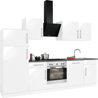 Wiho Küchen Cali Küchen-Set - Weiß, 280cm, Granit Grau, Komplett Wiho Küchen Cali Küchen-Set - Weiß, 280cm, Granit Grau, Komplett