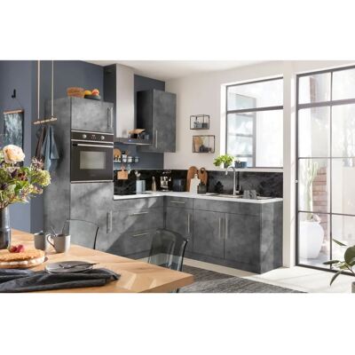 WIHO KÜCHEN Cali Hängeschrank - 50x35x90 cm, Betonfarben, Edelstahlgriff WIHO KÜCHEN Cali Hängeschrank - 50x35x90 cm, Betonfarben, Edelstahlgriff