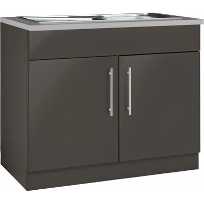 WIHO KÜCHEN Cali - Anthrazit, Canvas Grau, 2 Türen - Küchenschrank WIHO KÜCHEN Cali - Anthrazit, Canvas Grau, 2 Türen - Küchenschrank