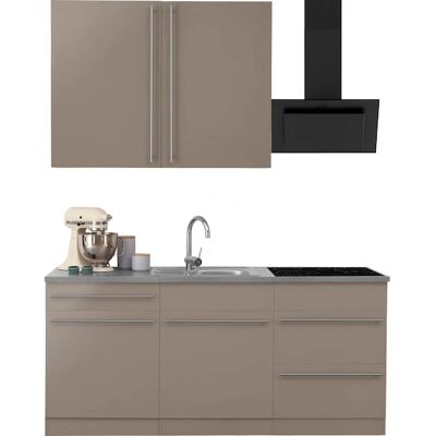 WIHO KÜCHEN Chicago - Trüffel Glanz, Trüffel, Canvas Grau - Küchenmöbel WIHO KÜCHEN Chicago - Trüffel Glanz, Trüffel, Canvas Grau - Küchenmöbel